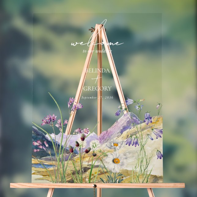 Rustikale Wildblume Hochzeit Acrylschild (Neutral)