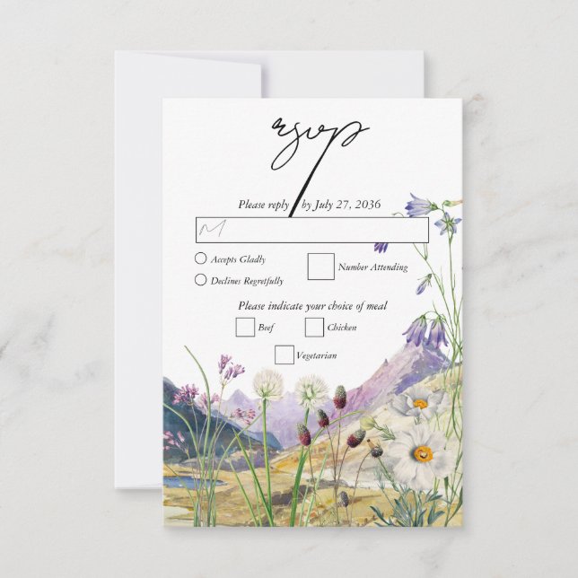 Rustikale Wildblume Hochzeit RSVP Karte (Vorderseite)