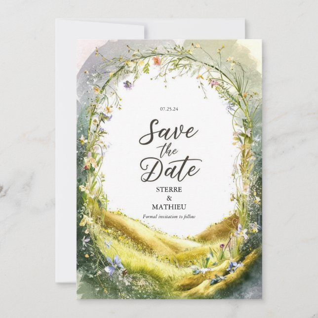 Rustikale Wildblume Hochzeit Save The Date (Vorderseite)