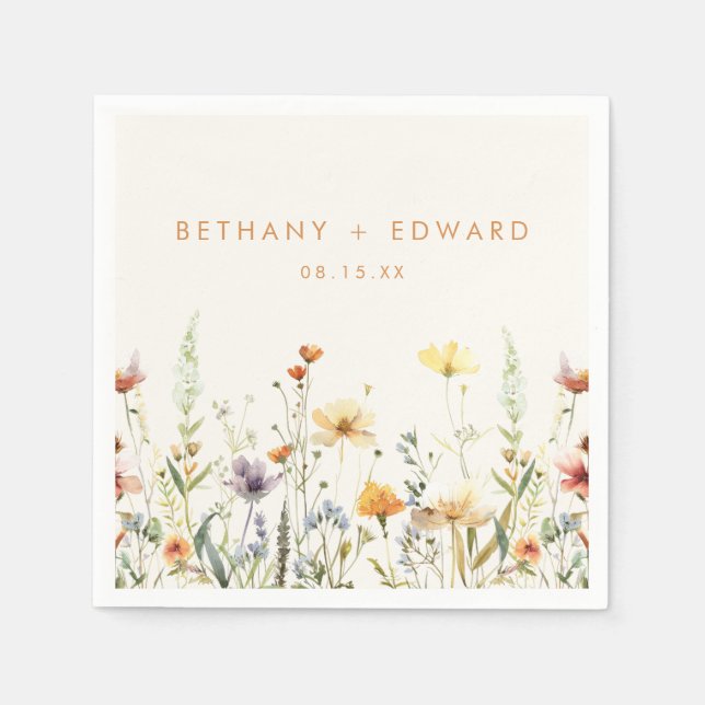 Rustikale Wildblume Hochzeit Serviette (Vorderseite)