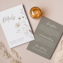 Rustikale Wildblume Hochzeitskarte