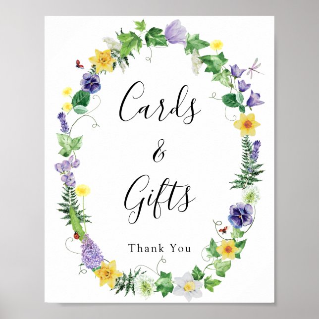 Rustikale Wildblume Hochzeitskarten - Zeichen Poster (Vorne)