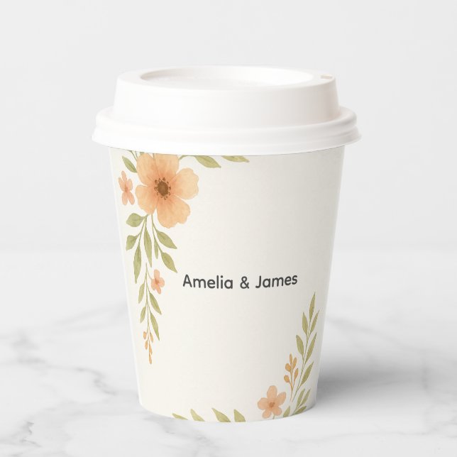 Rustikale Wildblume Hochzeitspapier-Cups Pappbecher (Vorderseite)