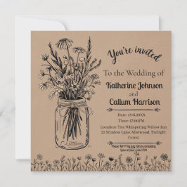 Rustikale Wildblume Hochzeitsszenario Einladung