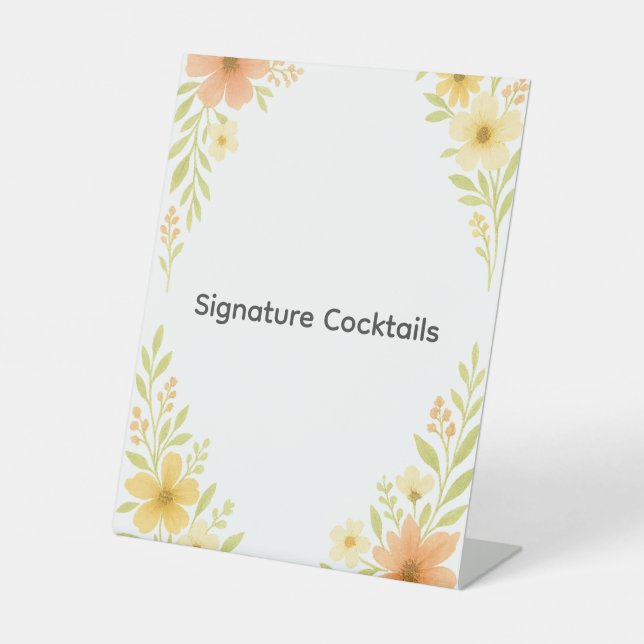 Rustikale Wildblume Hochzeitstablette Sockelschild (Vorderseite)