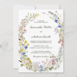 Rustikale Wildblume-Hochzeitvorlage Einladung