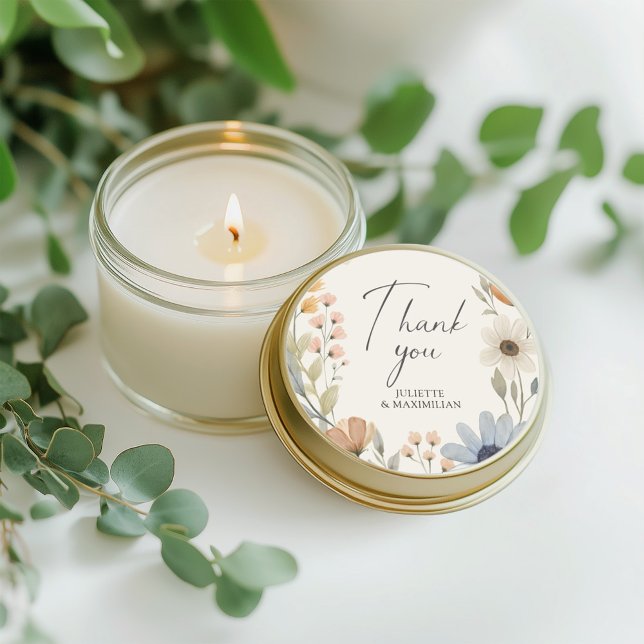 Rustikale Wildblume Kranz Danke Gastgeschenk Hochz Runder Aufkleber (Von Creator hochgeladen)