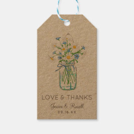 Rustikale Wildblume Mason Jar Liebe und Dank Geschenkanhänger