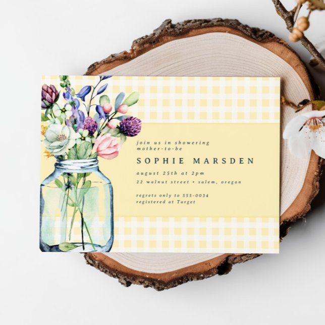 Rustikale Wildblume Mason Jar Picnic Babydusche Einladung (Von Creator hochgeladen)