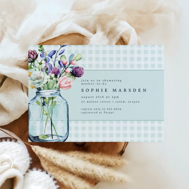 Rustikale Wildblume Mason Jar Picnic Babydusche Einladung (Von Creator hochgeladen)