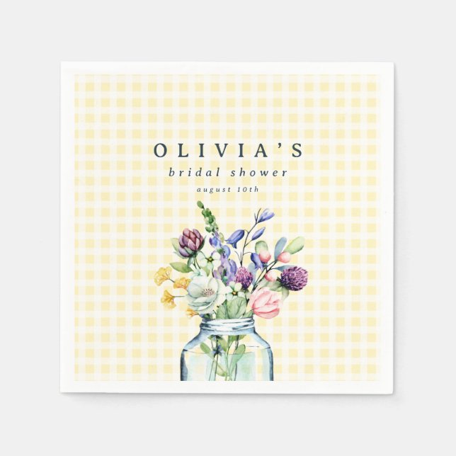 Rustikale Wildblume Mason Jar Picnic Babydusche Serviette (Vorderseite)