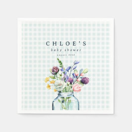 Rustikale Wildblume Mason Jar Picnic Babydusche Serviette