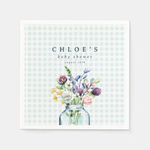 Rustikale Wildblume Mason Jar Picnic Babydusche Serviette