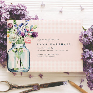 Rustikale Wildblume Mason Jar Picnic Brautparty Einladung