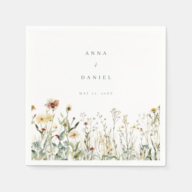 Rustikale Wildblume Meadow Wedding Serviette (Vorderseite)