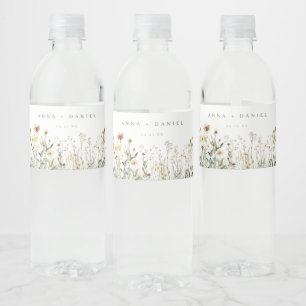 Rustikale Wildblume Meadow Wedding Wasserflaschenetikett