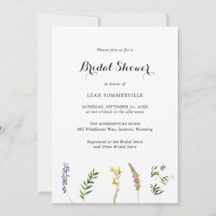 Rustikale Wildblume mit Blumen Elegantes Brautpart Einladung