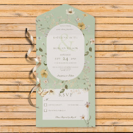 Rustikale Wildblume Oval Frame Sage Green No Dinne All In One Einladung