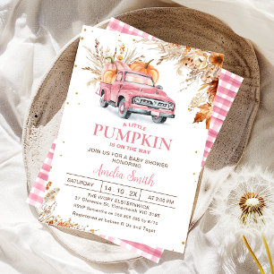Rustikale Wildblume Pink Pumpkin Truck Kinderdusch Einladung