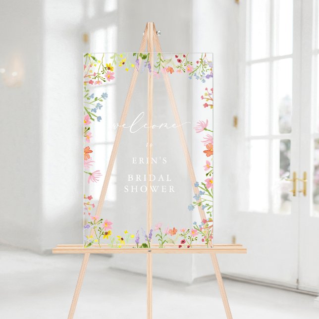 Rustikale Wildblume Rahmen Brautparty Willkommen Acrylschild (Von Creator hochgeladen)
