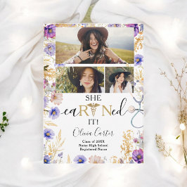 Rustikale Wildblume RN Nurse 4 Fotos Abschluss Ankündigung