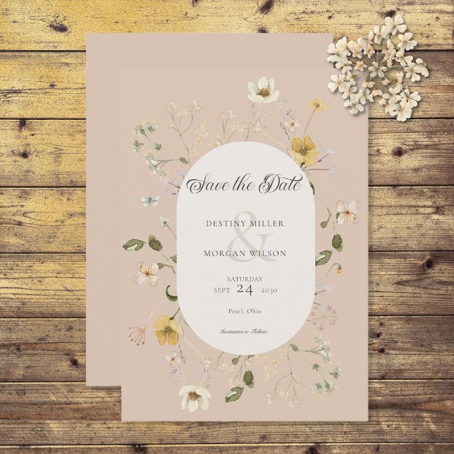 Rustikale Wildblume Rosa Rosa Save The Date (Von Creator hochgeladen)