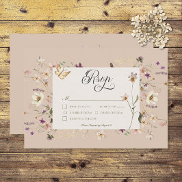 Rustikale Wildblume Rosa RSVP Karte