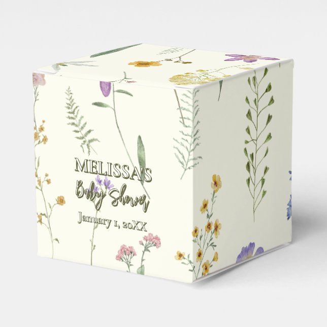 Rustikale Wildblume Salbei-Babydusche Geschenkschachtel (Vorderseite)
