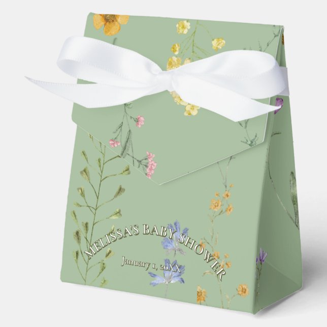 Rustikale Wildblume Salbei-Babydusche Geschenkschachtel (Vorderseite)