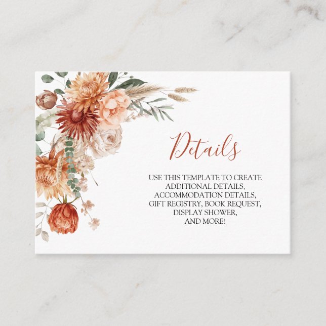 Rustikale Wildblume sinkt in Liebe Baby Dusche Det Begleitkarte (Vorderseite)