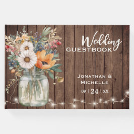 Rustikale Wildblume-Stallholz-Hochzeit Gästebuch