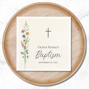 Rustikale Wildblume Taufe Serviette