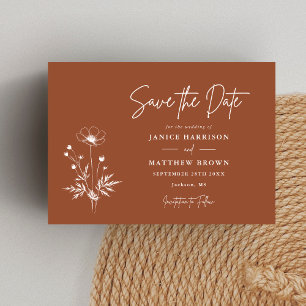 Rustikale Wildblume Terracotta Boho Foto Wedding Save The Date