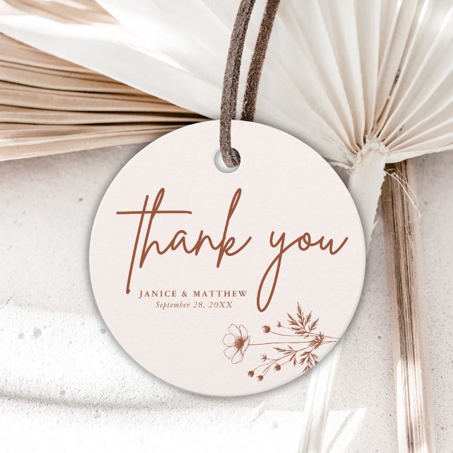 Rustikale Wildblume Terracotta Boho Wedding Geschenkanhänger (Von Creator hochgeladen)