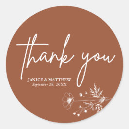 Rustikale Wildblume Terracotta Boho Wedding Runder Aufkleber