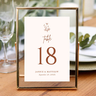 Rustikale Wildblume Terracotta Boho Wedding Tischnummer