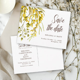 Rustikale Wildblume Wasserfarbe Save the Date Hoch Ankündigungspostkarte