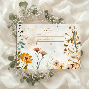 Rustikale Wildblume Wasserfarbenhochzeit RSVP Karte
