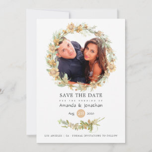 Rustikale Wildblume Watercolor Forest Wedding Foto Save The Date