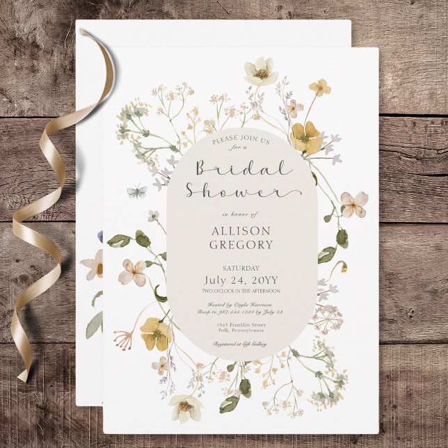 Rustikale Wildblume Weißes Brautparty Einladung (Rustic Wildflower Frame White Bridal Shower Invitation)