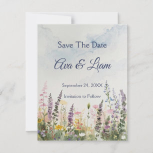 Rustikale Wildblume Wiese Boho Watercolor Save The Date