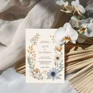 Rustikale Wildblume Wreath Garden Wedding Einladung