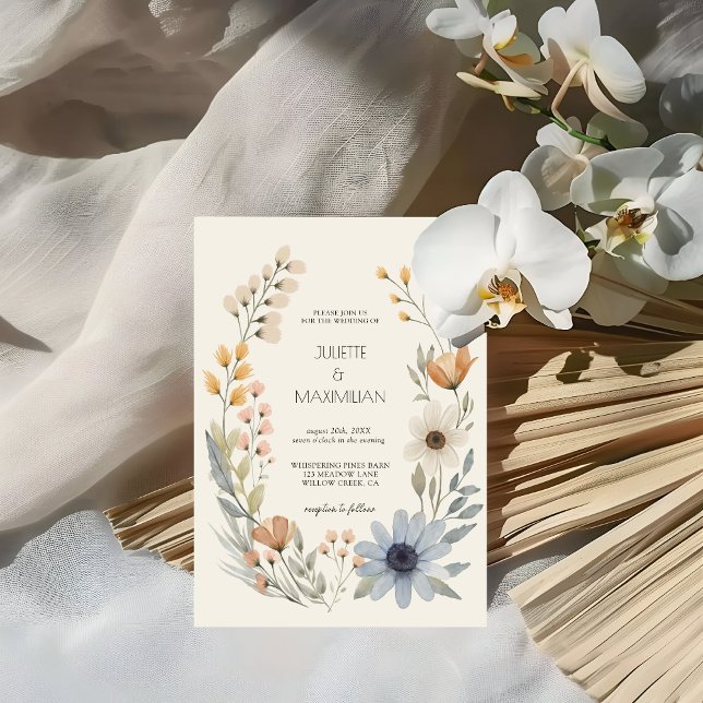 Rustikale Wildblume Wreath Garden Wedding Einladung (Von Creator hochgeladen)