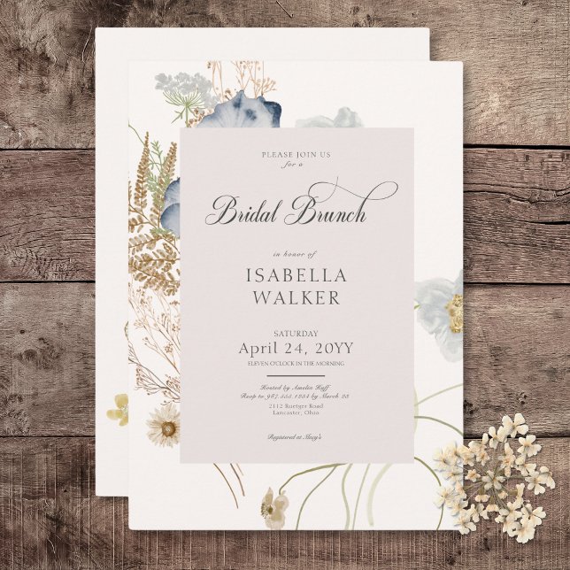Rustikale Wildblumen auf Cream Bridal Brunch Einladung (Rustic Wildflowers on Cream Bridal Shower Invitation)