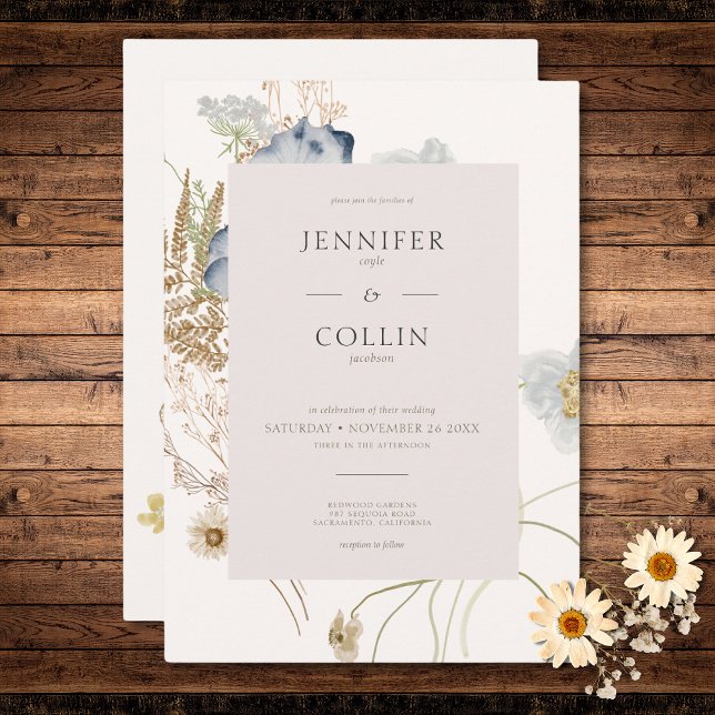Rustikale Wildblumen auf Cremehochzeit Einladung (Rustic Wildflowers on Cream Wedding Invitation)