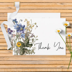 Rustikale Wildblumen auf der Wiese Lila Dankeskarte