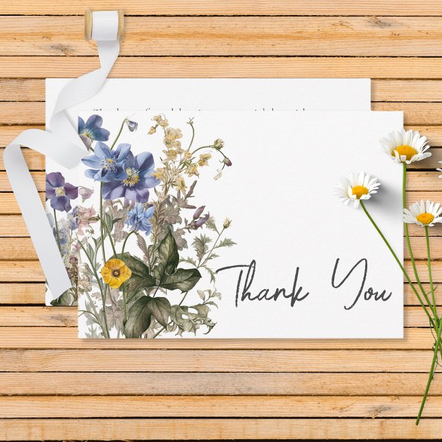 Rustikale Wildblumen auf der Wiese Lila Dankeskarte (Von Creator hochgeladen)