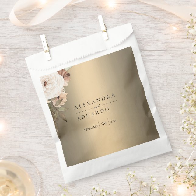 Rustikale Wildblumen auf edlem Gold Geschenktütchen (Ausgeschnitten)