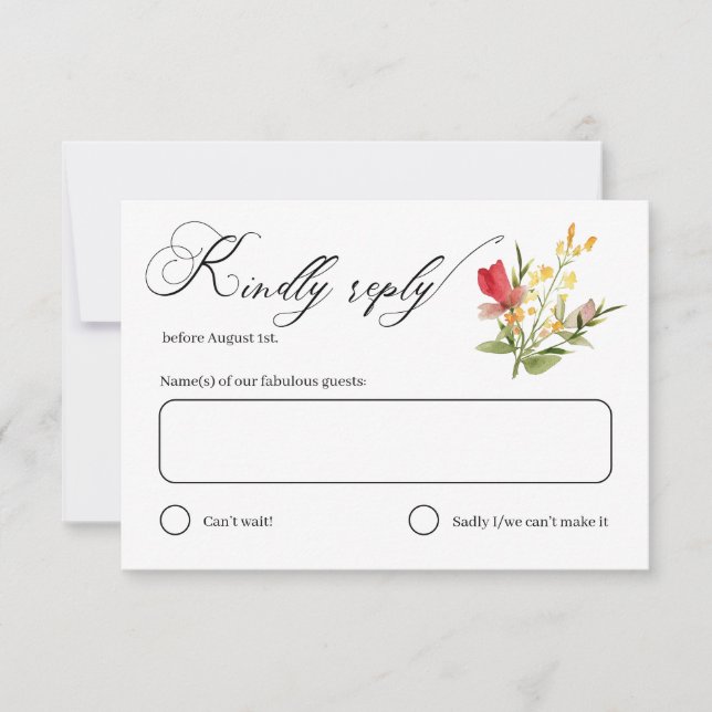 Rustikale Wildblumen Bloom Garden Wedding RSVP Car (Vorderseite)