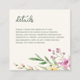 Rustikale Wildblumen Blumenhochzeit Begleitkarte